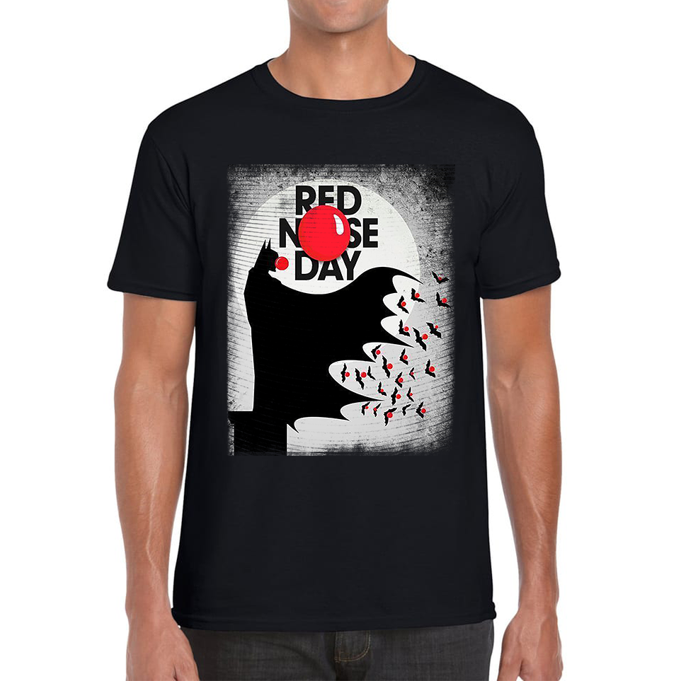 Batman Red Nose Day Adult T Shirt. 50% Goes To Charity