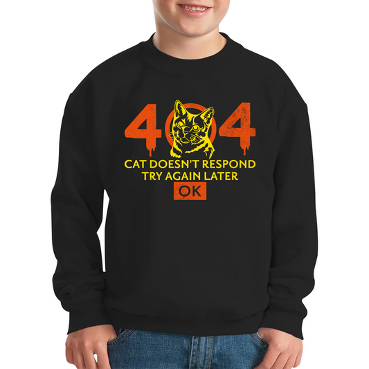 404 Cat Doesn't Respond Try Again Later Ok Cat 404 Error Funny Kitten Lovers Kids Jumper
