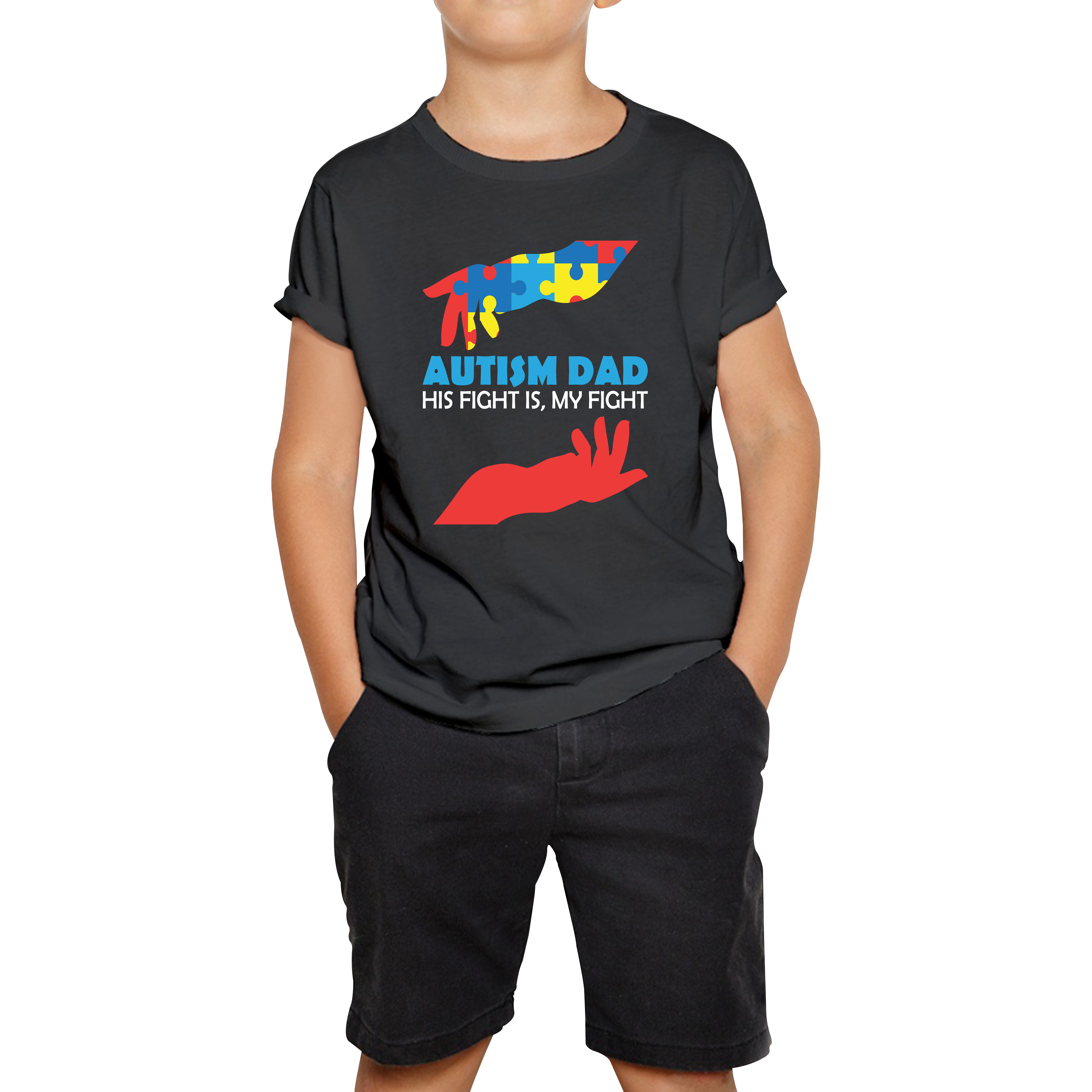 Autism Dad His Fight Is My Fight Autism Awareness Kids Tee