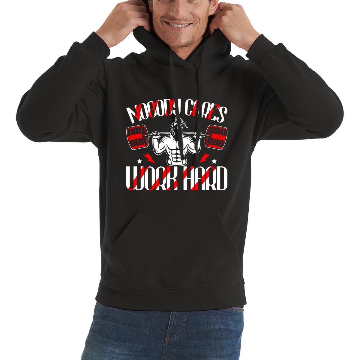 Nobody Cares Work Hard spartan Gym Training Motivational Quote Fitness Workout Unisex Hoodie