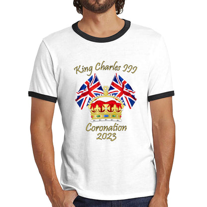 King Charles III Coronation 2023 United Kingdom Flags Royal Crown Ruling Monarch Of England CR III Ringer T Shirt