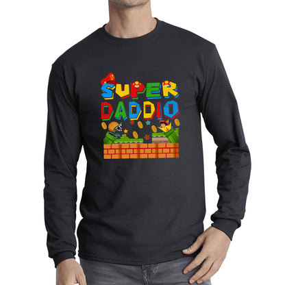 Super Daddio Daddy Gamer Dad Super Dad Super Mario Spoof Father's Day Game Series Mario Bros Long Sleeve T Shirt
