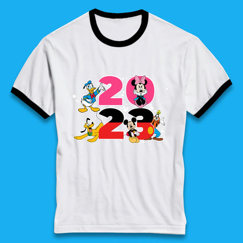 Disney Trip 2023 Disney Club Mickey Mouse Minnie Mouse Donald Duck Pluto Goofy Cartoon Characters Disney Vacation Ringer T Shirt