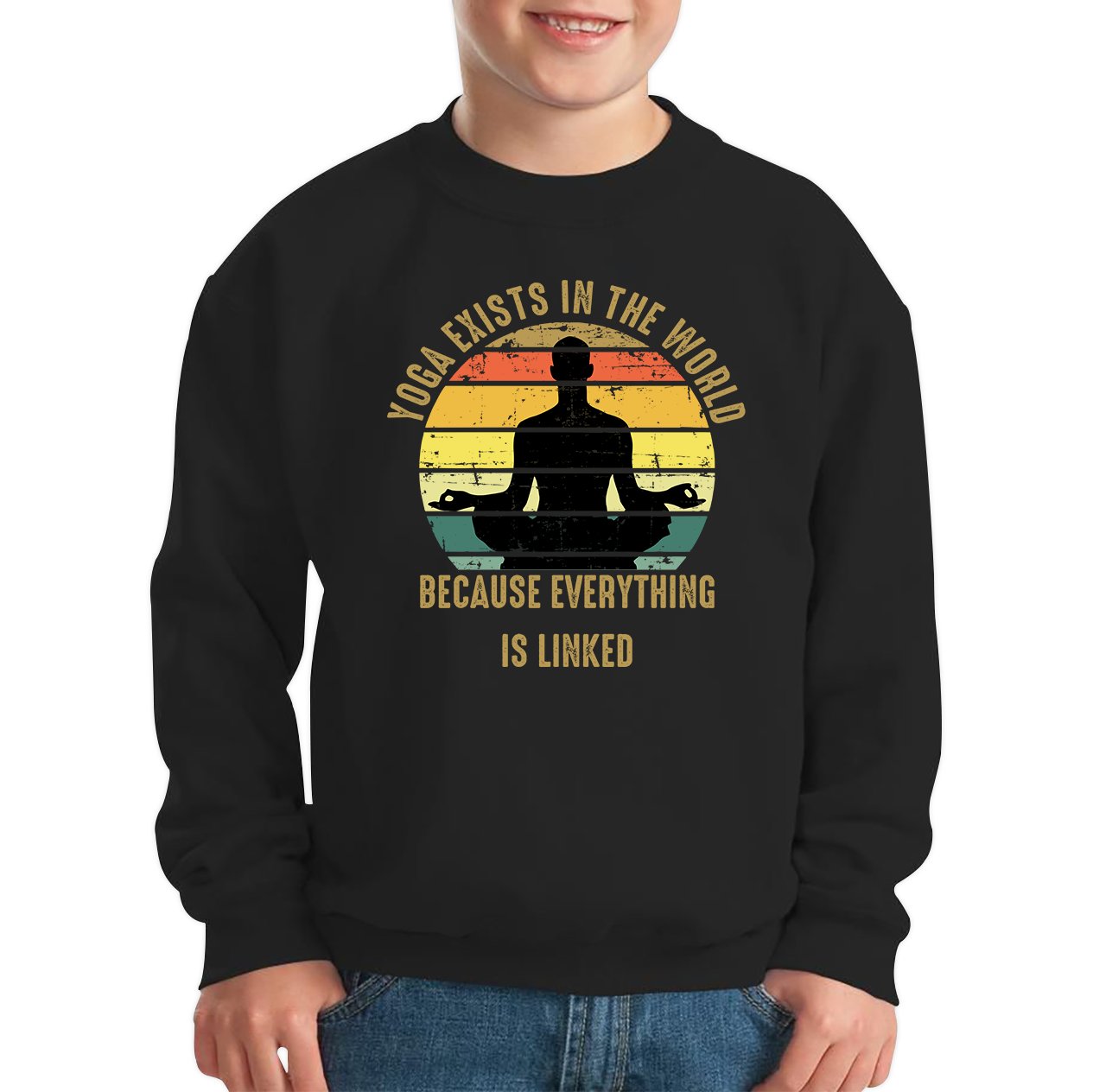 Yoga Exist In The World Because Everything Is Linked Vintage Exercise Lovers Kids Jumper