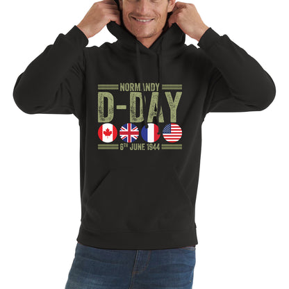 Normandy D-Day 6th June 1944 Normandy Landings World War II British Canadian Airborne Military Seaborne Invasion UK Army Veteran Patriotic Unisex Hoodie
