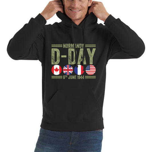 Normandy D-Day 6th June 1944 Normandy Landings World War II British Canadian Airborne Military Seaborne Invasion UK Army Veteran Patriotic Unisex Hoodie