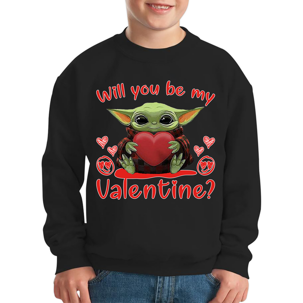 Baby Yoda Jumper Top Will You Be My Valentine Kids Sweatshirt