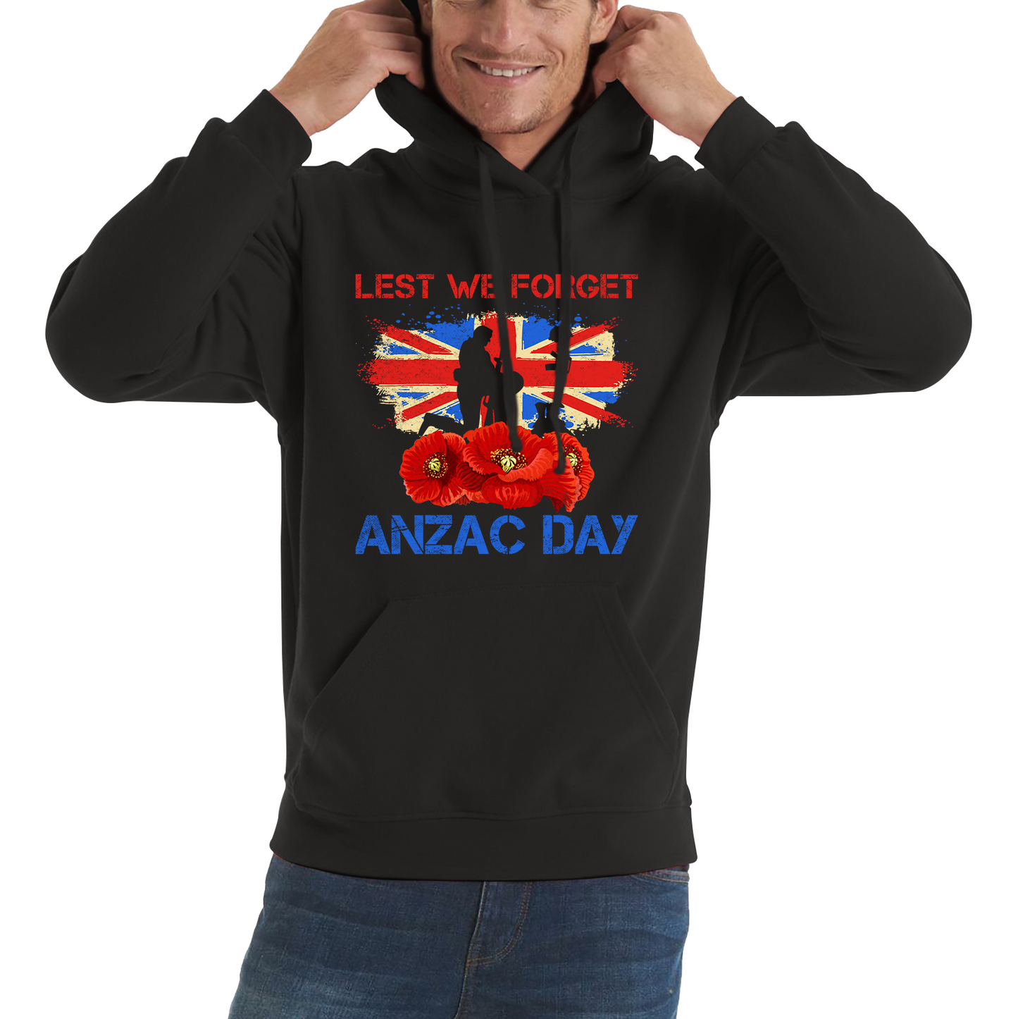 Poppy Flowers Lest We Forget Anzac Day British Veterans Remembrance Day Hoodie
