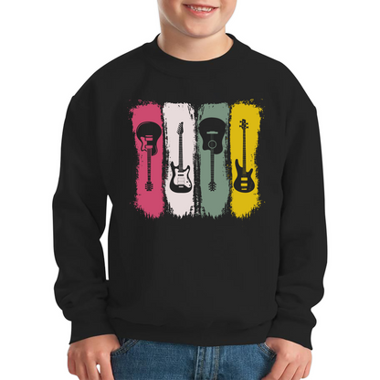 Vintage Guitars Musician Music Guitar Lover Classical Acoustic-Electric Guitarist Kids Jumper