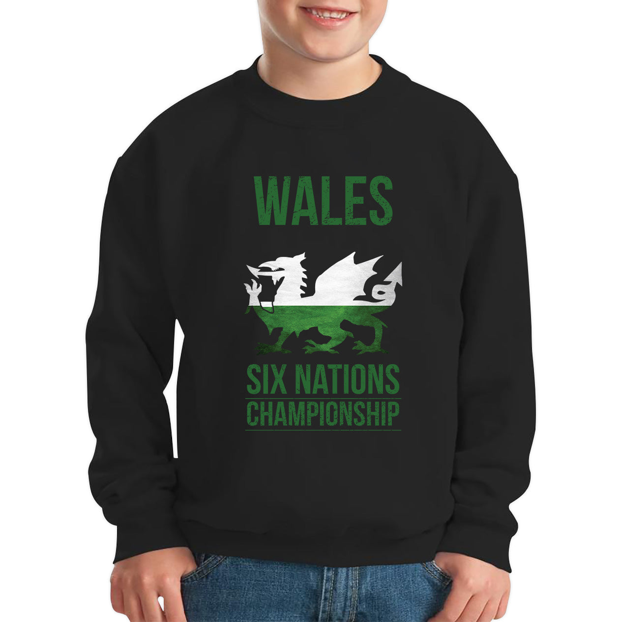 Wales Flag Logo Rugby Cup European Support World Six Nations Championship Kids Jumper