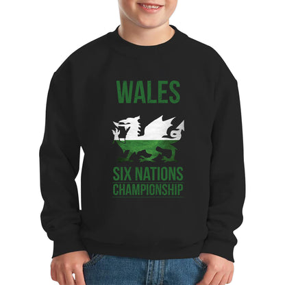 Wales Flag Logo Rugby Cup European Support World Six Nations Championship Kids Jumper