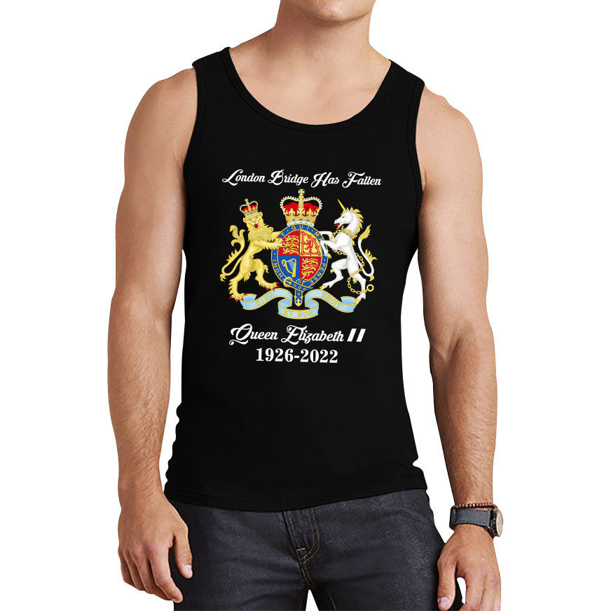 London Bridge Has Fallen Queen Elizabeth II Union Jack Queen's Crown Tank Top
