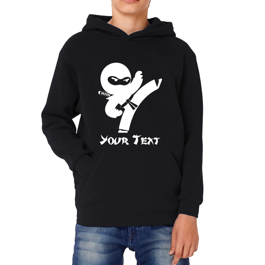 Personalised Ninja Your Name Retro Ninja Warrior Martial Arts Judo Karate Kids Hoodie