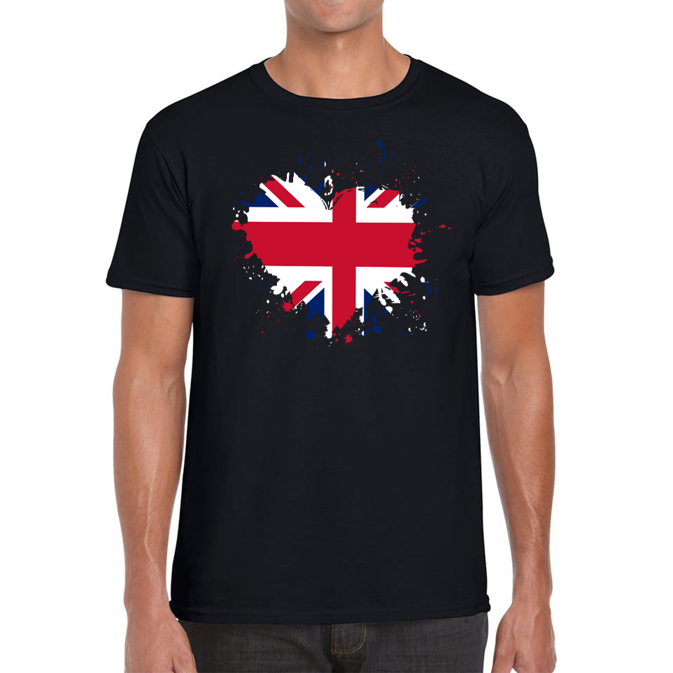 Union Jack Great Britain Heart Flag T Shirt