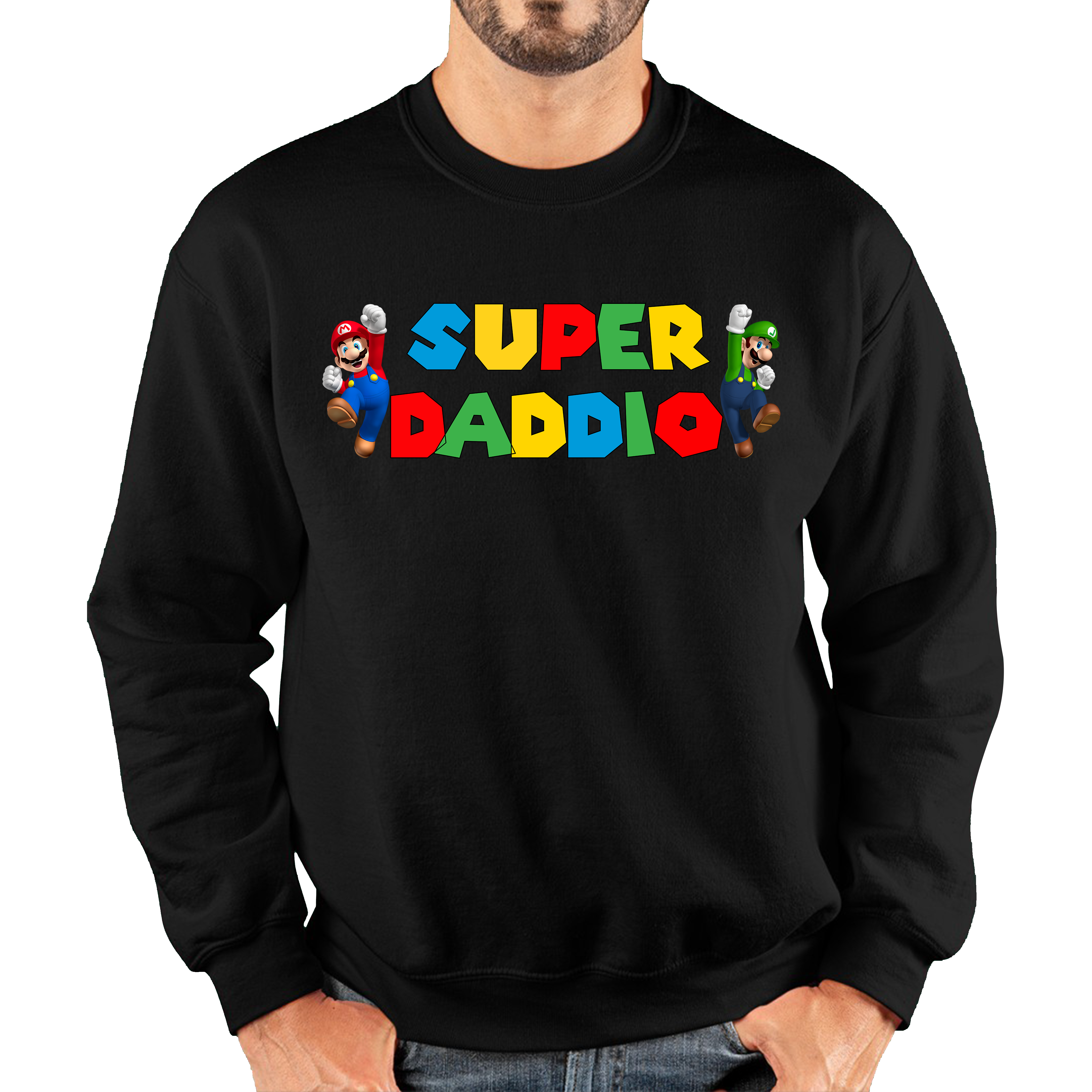 Super Daddio Funny Super Mario Fathers Day Love For Dad Daddy Funny Mario Bros Unisex Sweatshirt