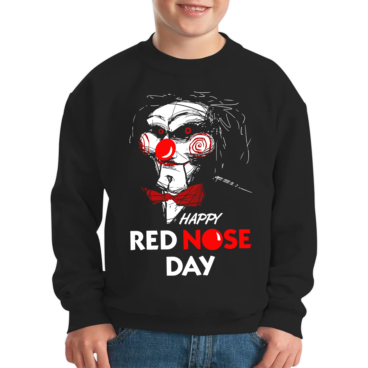 Jigsaw Happy Red Nose Day Kids Sweatshirt. 50% Goes To Charity