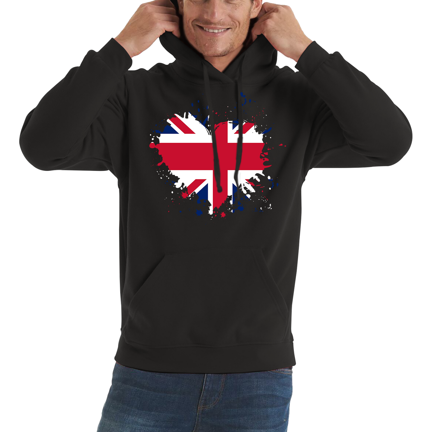 Union Jack Great Britain Heart Flag Hoodie