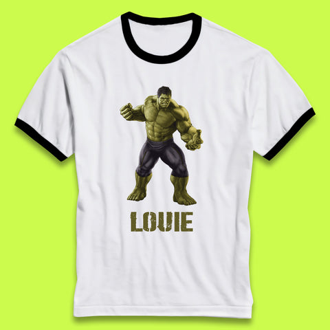 Personalised Marvel’s The Incredible Hulk Your Name Marvel Avengers Hulk Giant Man Angry Hulk Superhero  Ringer T Shirt