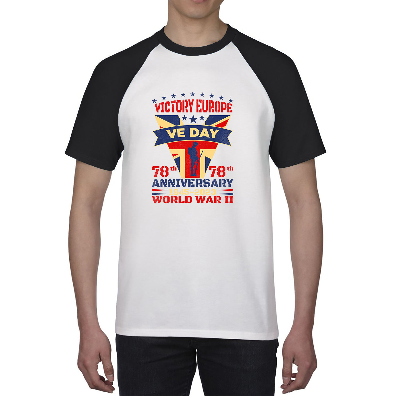 VE Day Victory In Europe Day Lest We Forget 1945-2023 World War II 78th Anniversary Remembrance Day British UK Veterans Baseball T Shirt