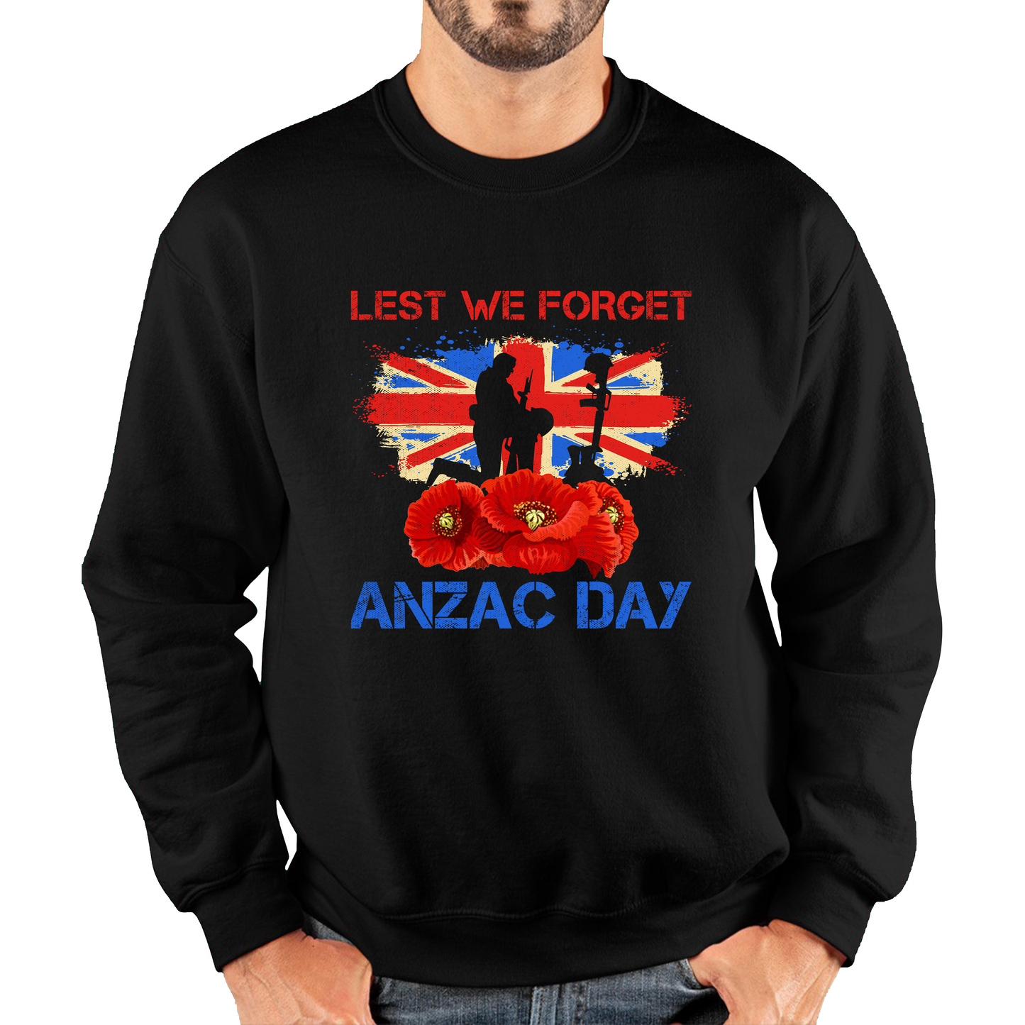 Poppy Flowers Lest We Forget Anzac Day British Veterans Remembrance Day Sweatshirt