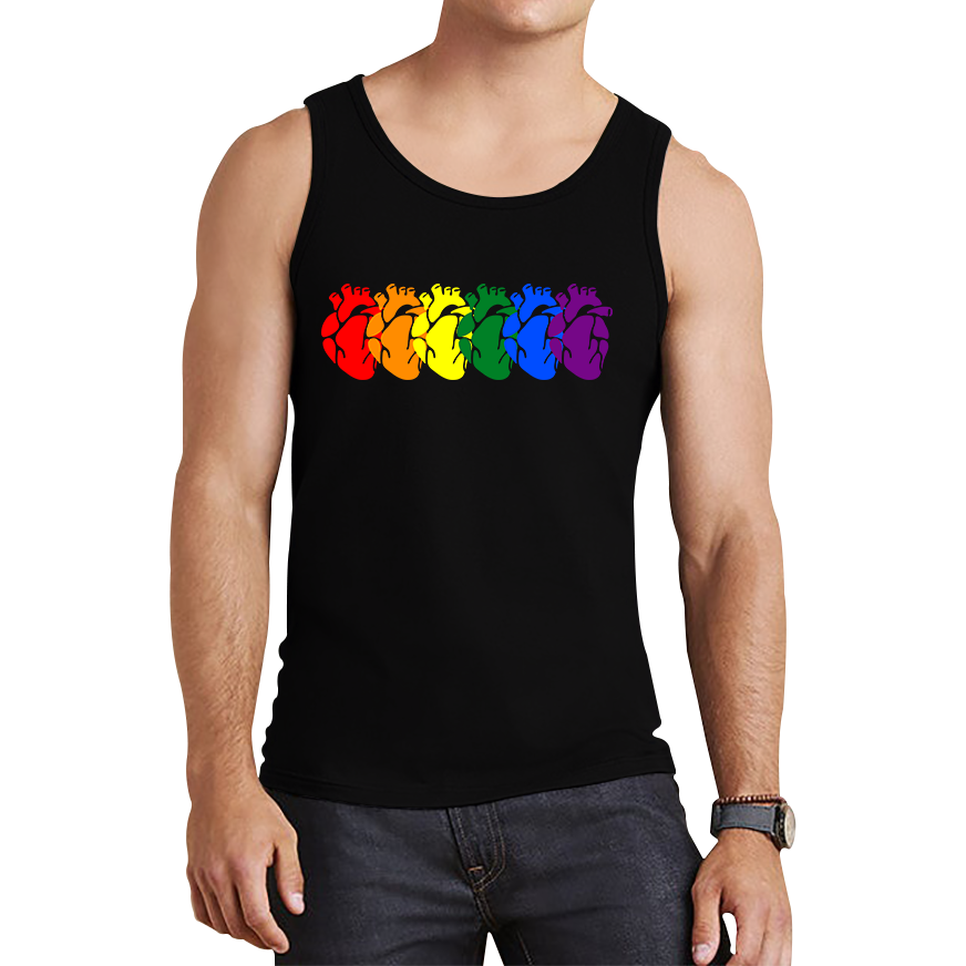 Rainbow Colour Human Heart Pride LGBTQ Rainbow Hearts Line Celebrating Pride LGBT Gay Pride Month Tank Top