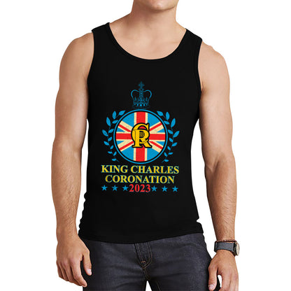 King Charles III Coronation 2023 Union Jack CR III Ruling Monarch Of England Great Britain Tank Top