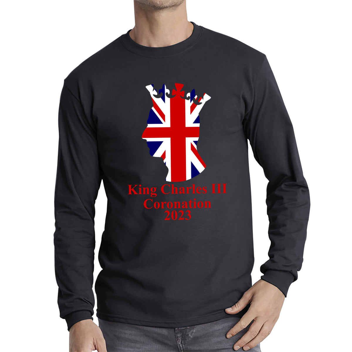 King Charles III Coronation 2023 United Kingdom King of England Royal Crown CR III His Majesty Long Sleeve T Shirt