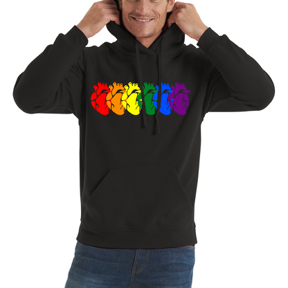 Rainbow Colour Human Heart Pride LGBTQ Rainbow Hearts Line Celebrating Pride LGBT Gay Pride Month Unisex Hoodie