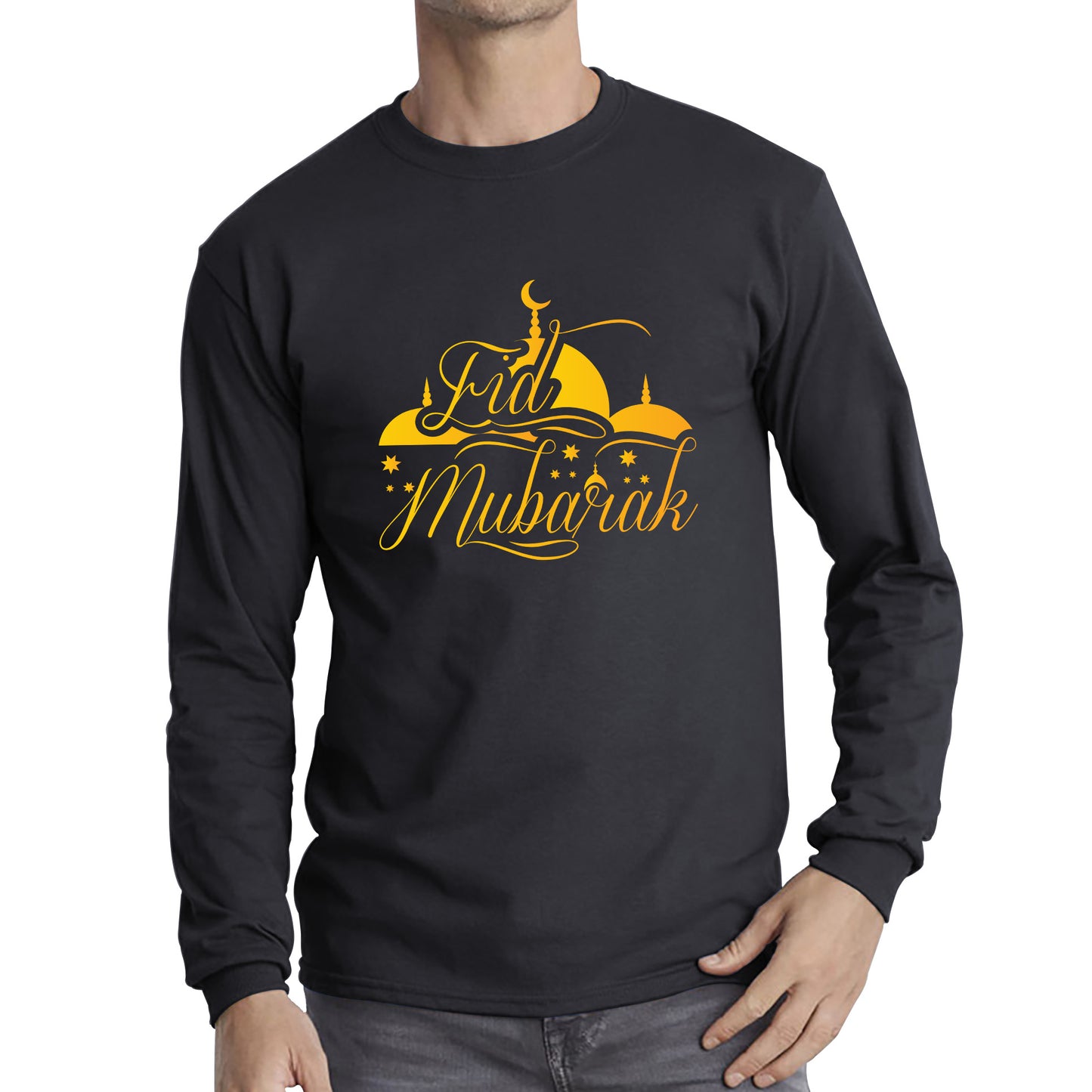 Eid Mubarak Muslims Religious Ramzan Fasting Mosque Prayers Blessings Holy Month Long Sleeve T Shirt