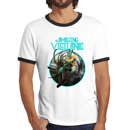 The Amazing Vigilant out of the Dark hole Vintage Graphic Cartoon Series Ringer T Shirt