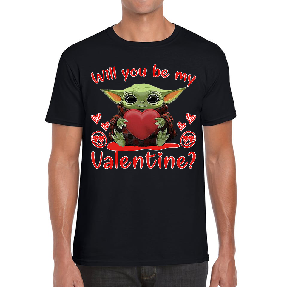 Baby Yoda Tee Top Will You Be My Valentine Adult T Shirt