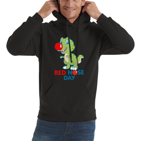 Red Nose Day T-rex Trex Lover's Gift Dynosaurs Dino Red Nose Day 2023 Unisex Hoodie