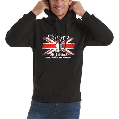 The Oxford Commas Push, Proper and Punktual Funny Grammar UK Flag Unisex Hoodie