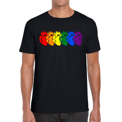 Rainbow Colour Human Heart Pride LGBTQ Rainbow Hearts Line Celebrating Pride LGBT Gay Pride Month Mens Tee Top
