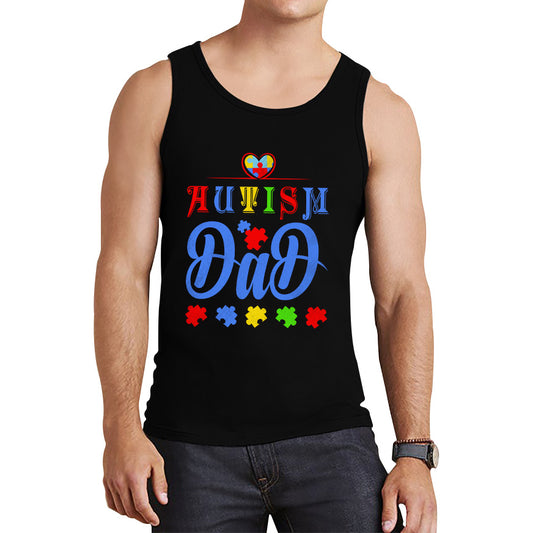 Autism Dad Autism Awareness Month Autism Support Proud Dad Autism Acceptance Puzzle Piece Tank Top