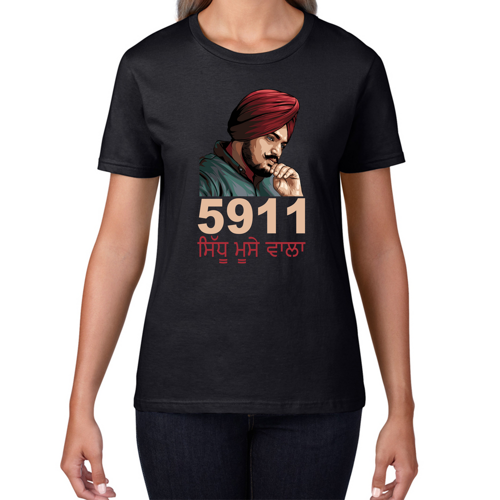 Sidhu Moose Wala 5911 Song T-Shirt Legend Punjabi Indian Singer Tribute To Legend Sidhu Moose Wala Womens Tee Top