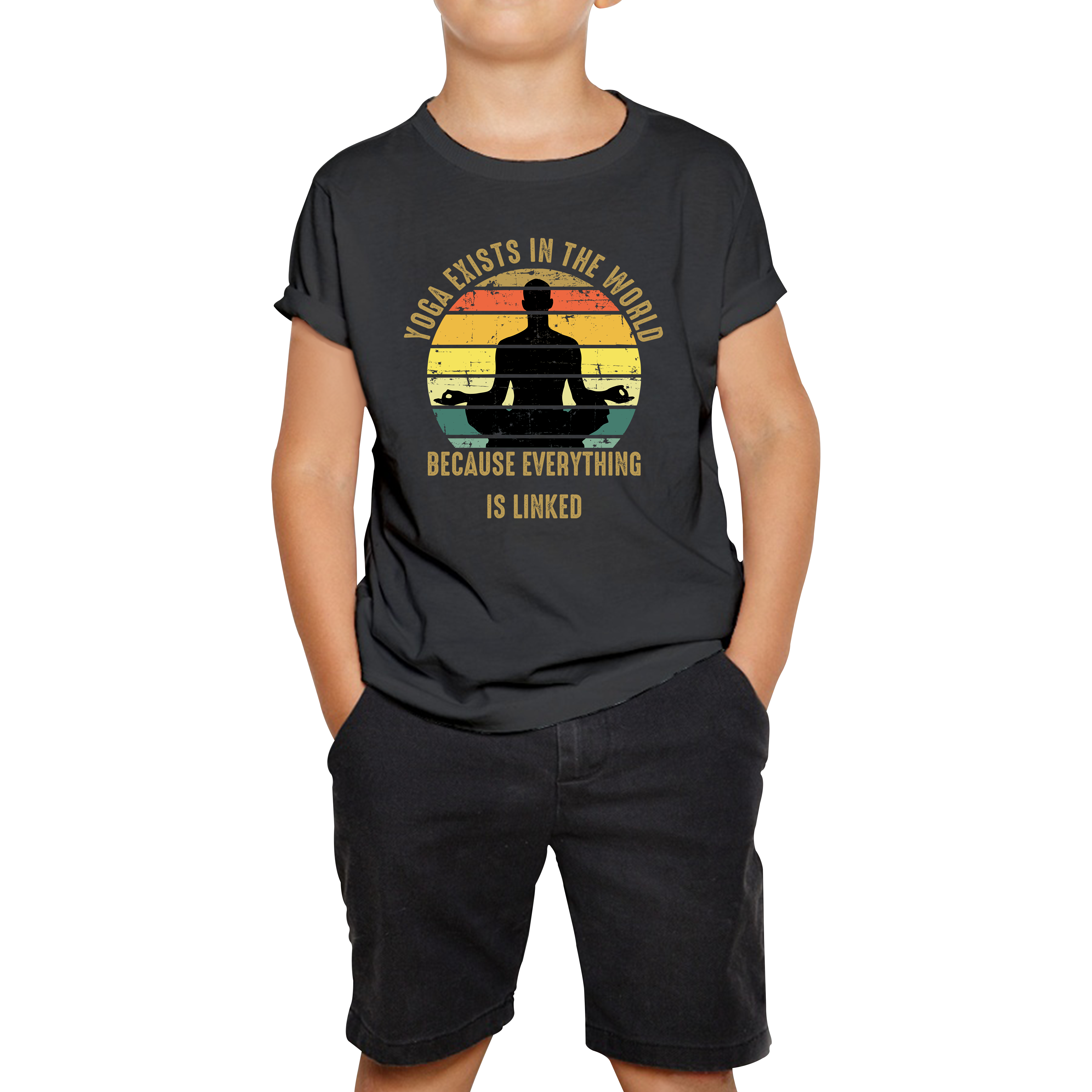 Yoga Exist In The World Because Everything Is Linked Vintage Exercise Lovers Kids Tee