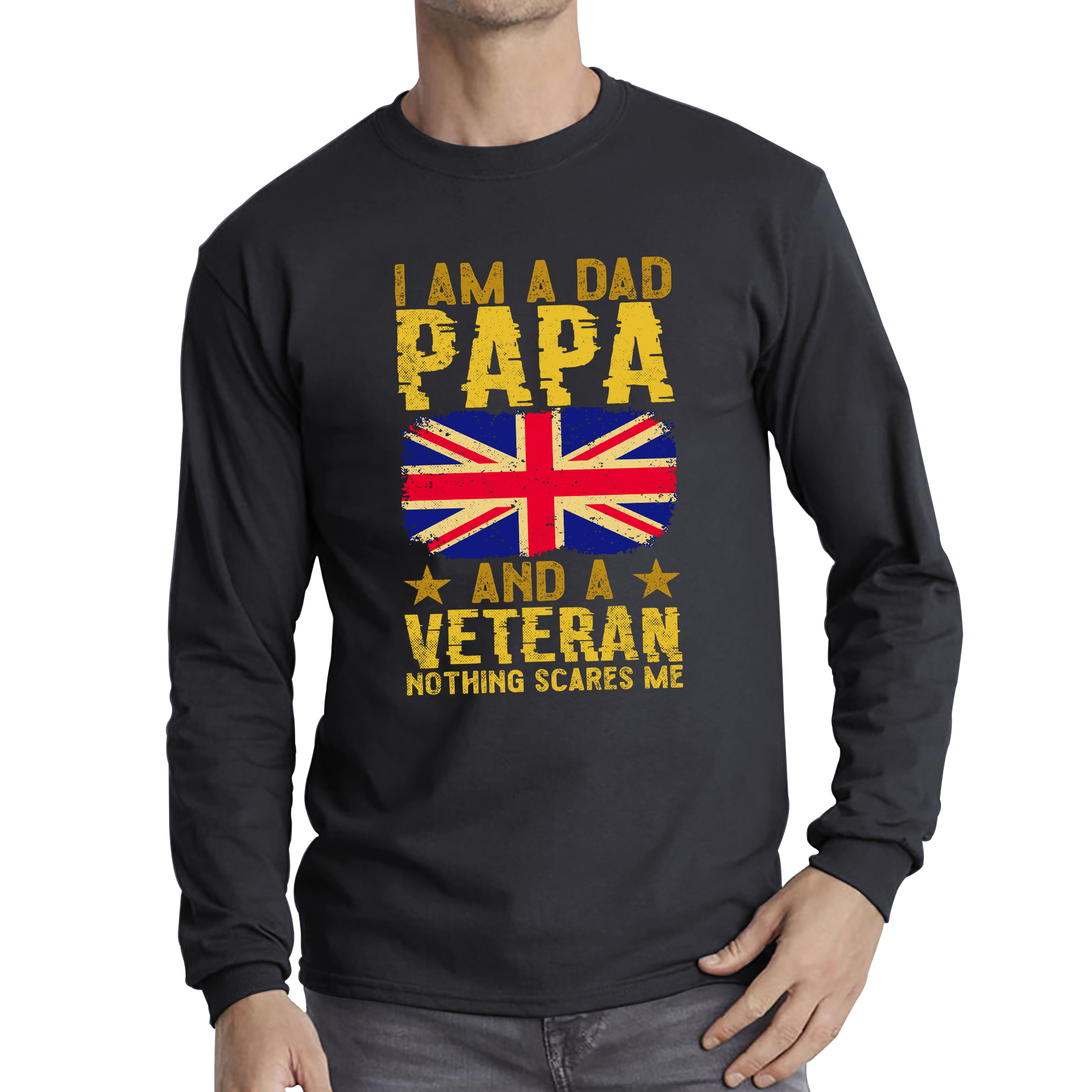 I Am A  Dad, Papa And A Veteran Nothing Scares Me Fathers Day T Shirt