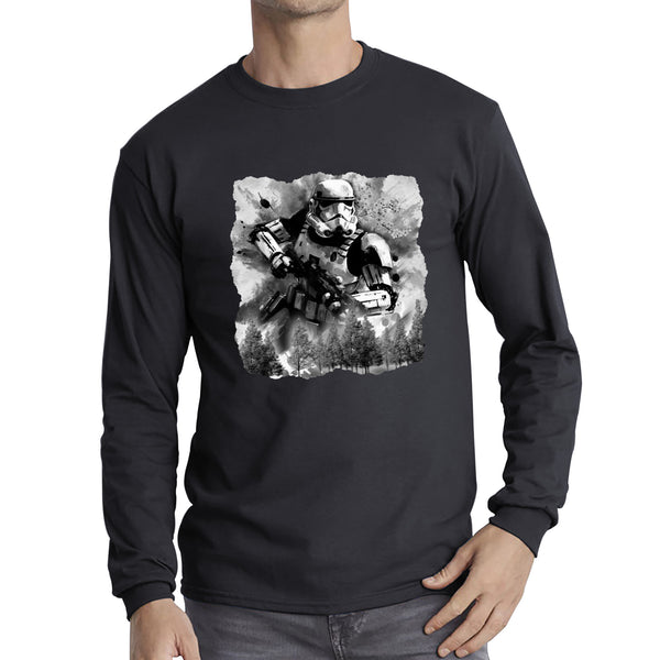 Hunter In The Forest Death Star Vintage Poster Graphic Movie Series Long Sleeve T Shirt