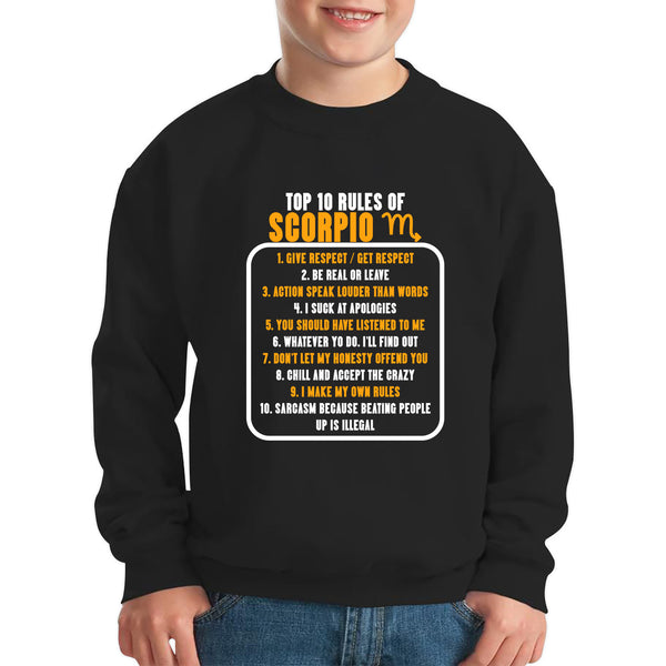 Top 10 Rules Of Scorpio Horoscope Zodiac Astrological Sign Facts Traits Give Respect Get Respect Birthday Present Kids Jumper