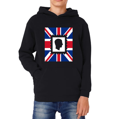 King Charles III Stamp United Kingdom Flag King Of England Royal Crown His Majesty Union Jack Kids Hoodie
