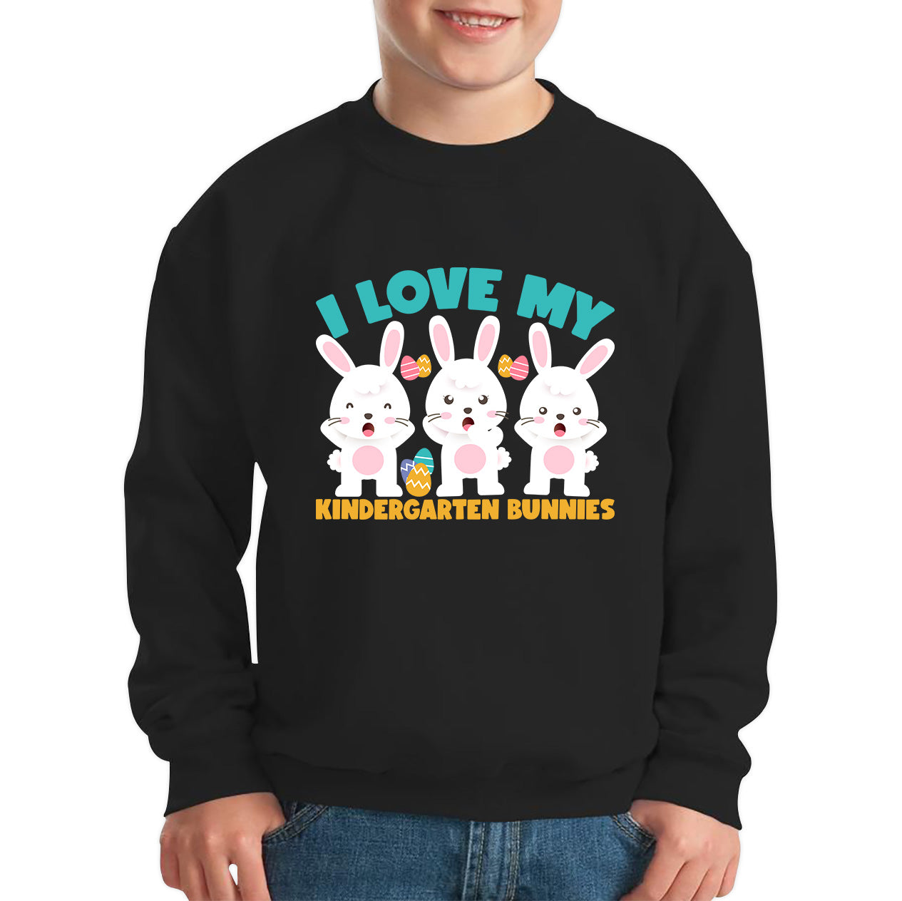 I Love My Kindergarten Bunnies Teacher Easter Bunny Teacher Back To School Kids Jumper