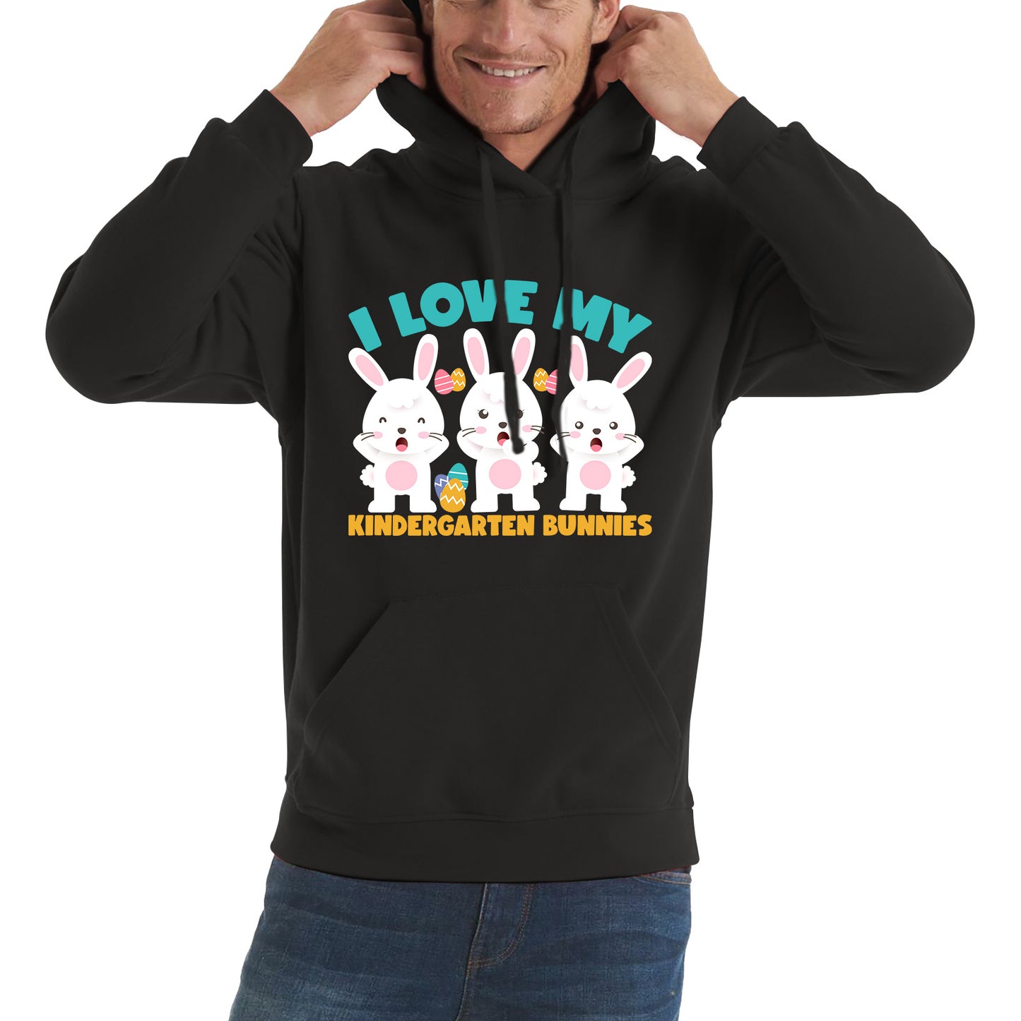 I Love My Kindergarten Bunnies Teacher Easter Bunny Teacher Back To School Unisex Hoodie