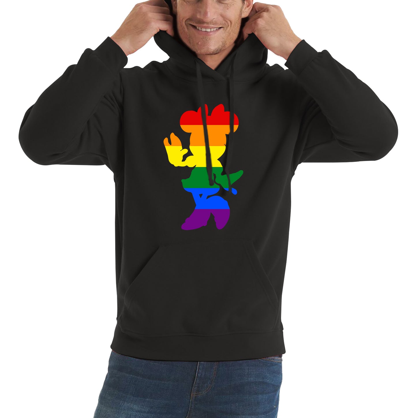 Disney Minnie Mouse Pride Disneyland LGBT Pride Month LGBTQ+ Rainbow Colours Disney World Unisex Hoodie