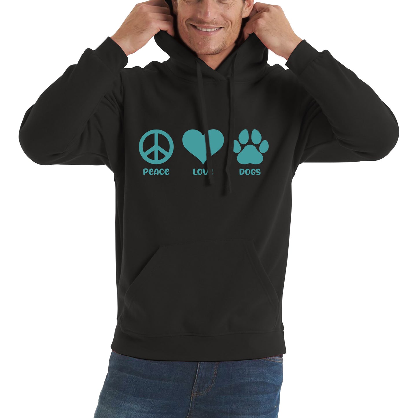 Peace Love Dogs Dog Paws Funny Dog Lovers Animal Pet Peace Logo Unisex Hoodie