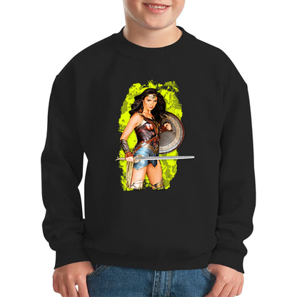 Gal Gadot Wonder Woman Shield Comic Book Character Wonder Girl Superhero Kids Jumper