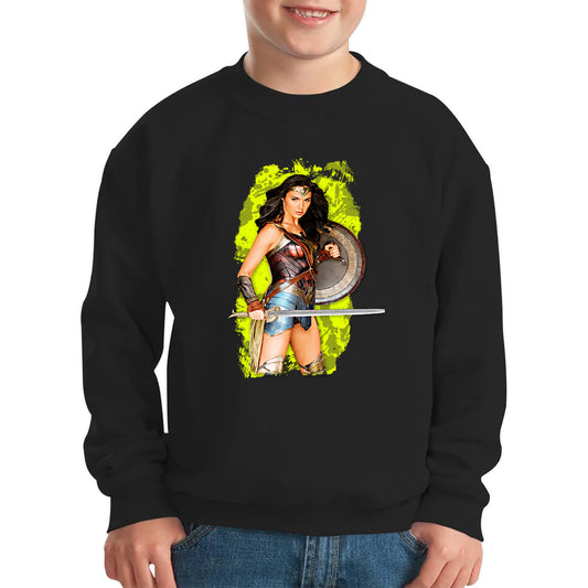 Gal Gadot Wonder Woman Shield Comic Book Character Wonder Girl Superhero Kids Jumper
