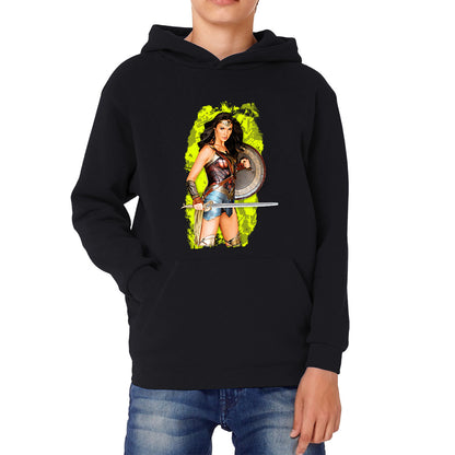 Gal Gadot Wonder Woman Shield Comic Book Character Wonder Girl Superhero Kids Hoodie