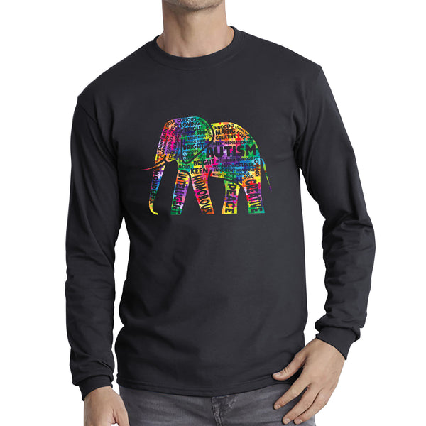 Autism Awareness Elephant word cloud Autism Elephant Autism Support Acceptance Long Sleeve T Shirt