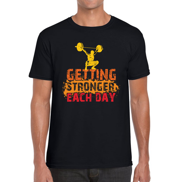 Getting Stronger Each Day Gym Training Workout Gym Lover Bodybuilding Weightlifting Fitness Motivational Mens Tee Top